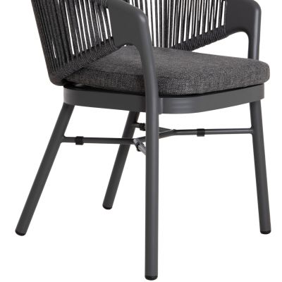 DINING CHAIR XANTION ΗΜ6472.01 GREY ALUMINUM-ROPE-OLEFIN CUSHION 59x60x78Hcm.