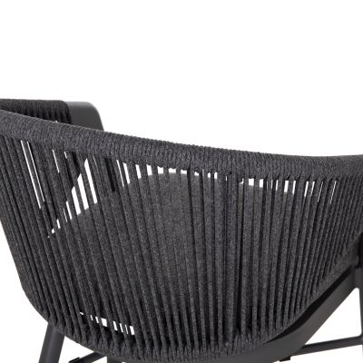 DINING CHAIR XANTION ΗΜ6472.01 GREY ALUMINUM-ROPE-OLEFIN CUSHION 59x60x78Hcm.