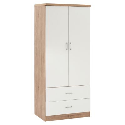 WARDROBE 2 DOORS WITH 2 DRAWERS HM338.06 SONAMA-WHITE 80Χ42,5Χ180,5Υ cm.