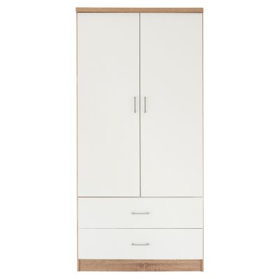 WARDROBE 2 DOORS WITH 2 DRAWERS HM338.06 SONAMA-WHITE 80Χ42,5Χ180,5Υ cm.