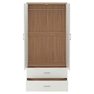 WARDROBE 2 DOORS WITH 2 DRAWERS HM338.06 SONAMA-WHITE 80Χ42,5Χ180,5Υ cm.