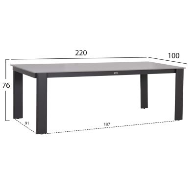 DINING TABLE PUNDER HM6483.01 ALUMINUM IN GREY--SINTERED STONE TOP 220x100x76Hcm.