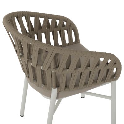 OUTDOOR DINING SET 7PCS TABER HM10829.02 ALUMINUM IN WHITE--POLYWOOD--P.E.ROPE BEIGE