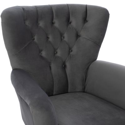 HM9217.20 bergere, chesterfield-style, grey velvet, 87x88x100