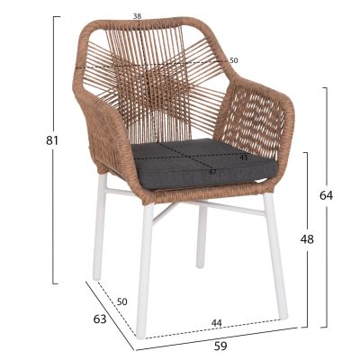 OUTDOOR DINING SET 7PCS TOPIN HM10825.01 ALUMINUM IN WHITE--POLYWOOD--P.E.RATTAN