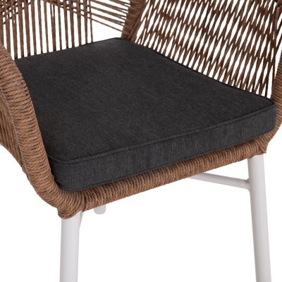 OUTDOOR DINING SET 7PCS TOPIN HM10825.01 ALUMINUM IN WHITE--POLYWOOD--P.E.RATTAN
