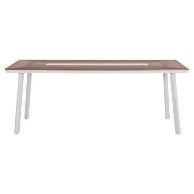 OUTDOOR DINING SET 7PCS TOPIN HM10825.01 ALUMINUM IN WHITE--POLYWOOD--P.E.RATTAN