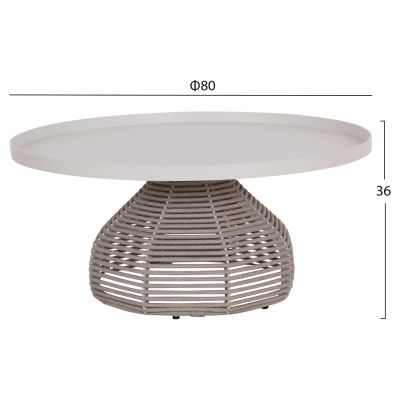 OUTDOOR LOUNGE SET 5PCS DRISCOLL HM6473.02 IVORY WHITE ALUMINUM--BEIGE ROPE & OLEFIN FABRIC