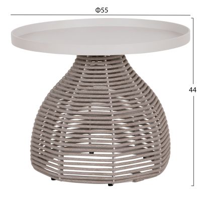 OUTDOOR LOUNGE SET 5PCS DRISCOLL HM6473.02 IVORY WHITE ALUMINUM--BEIGE ROPE & OLEFIN FABRIC
