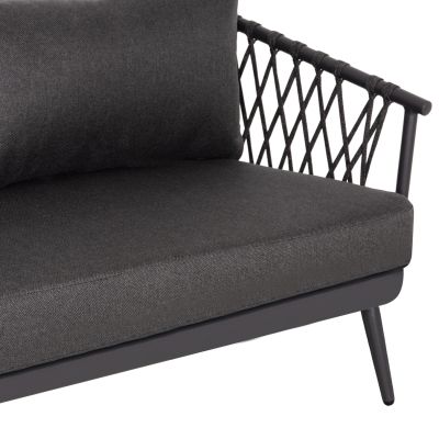 OUTDOOR LOUNGE SET 4-SEAT WILLA HM6505.01 ALUMINUM-ROPE-CUSHIONS IN GREY