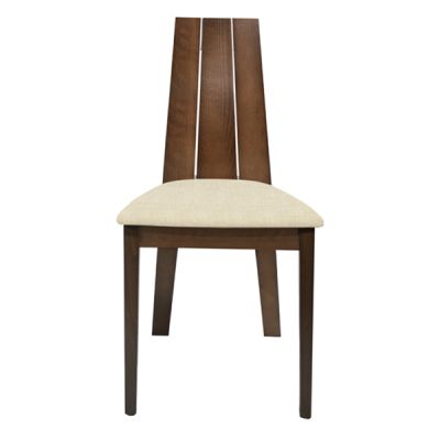 Chair Wooden solid dark walnut color and cream fabric HM0094.01 45x53x96Υ cm