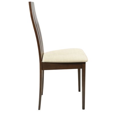 Chair Wooden solid dark walnut color and cream fabric HM0094.01 45x53x96Υ cm