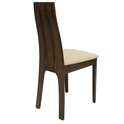 Chair Wooden solid dark walnut color and cream fabric HM0094.01 45x53x96Υ cm