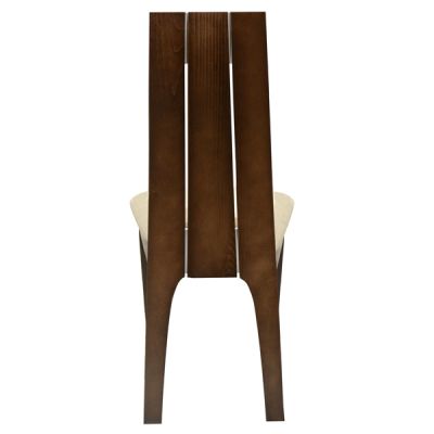 Chair Wooden solid dark walnut color and cream fabric HM0094.01 45x53x96Υ cm