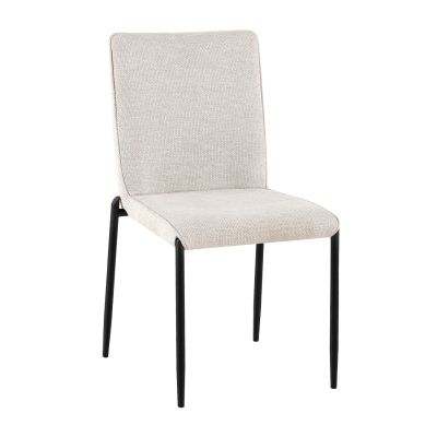 DINING CHAIR BRETO HM18468.02 BEIGE FABRIC--METAL LEGS IN BLACK 58x46x88Hcm.