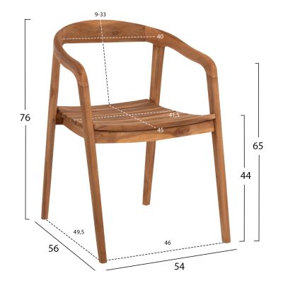 КРЕСЛО DEUS HM9621 ТИКОВО ДЪРВО 54x56x76Hcm.