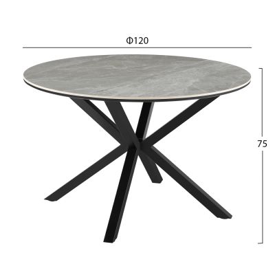 DINING TABLE ROUND ERAGON HM18460.03 SINTERED STONE TOP IN GREY MARBLE COLOR Φ120x75Hcm