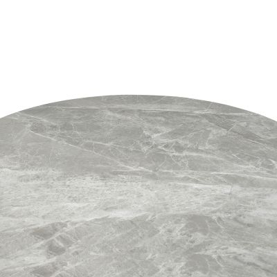 DINING TABLE ROUND CHARM HM18465.03 SINTERED STONE TOP IN GREY MARBLE--BLACK BASE Φ120x75Hcm.