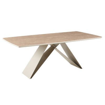 DINING TABLE CATAN HM18464.04 SINTERED STONE TOP IN TRAVERTINE STONE LOOK 200x100x75Hcm.