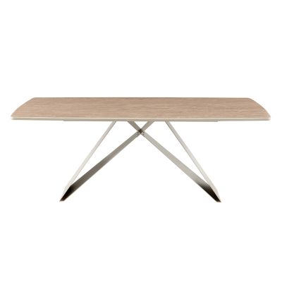 DINING TABLE CATAN HM18464.04 SINTERED STONE TOP IN TRAVERTINE STONE LOOK 200x100x75Hcm.