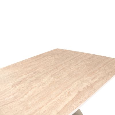 DINING TABLE CATAN HM18464.04 SINTERED STONE TOP IN TRAVERTINE STONE LOOK 200x100x75Hcm.