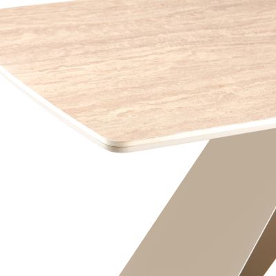 DINING TABLE CATAN HM18464.04 SINTERED STONE TOP IN TRAVERTINE STONE LOOK 200x100x75Hcm.