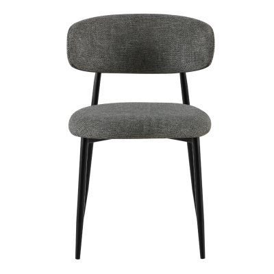 DINING CHAIR KIMO HM18459.01 GREY FABRIC--METAL LEGS IN BLACK 47x48x78Hcm.