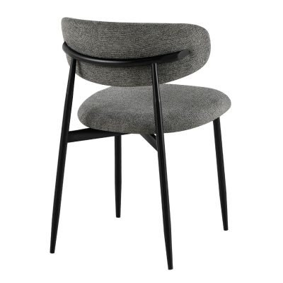 DINING CHAIR KIMO HM18459.01 GREY FABRIC--METAL LEGS IN BLACK 47x48x78Hcm.