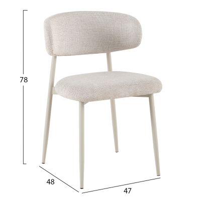 DINING CHAIR KIMO HM18459.04 BEIGE FABRIC--METAL LEGS IN CREAM BEIGE 47x48x78Hcm.