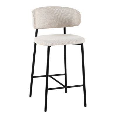 BAR STOOL MED.HEIGHT KIMO HM18462.02 BEIGE FABRIC--METAL LEGS IN BLACK 47x48x93Hcm