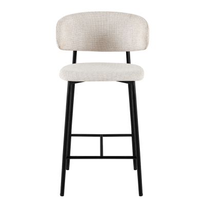 BAR STOOL MED.HEIGHT KIMO HM18462.02 BEIGE FABRIC--METAL LEGS IN BLACK 47x48x93Hcm
