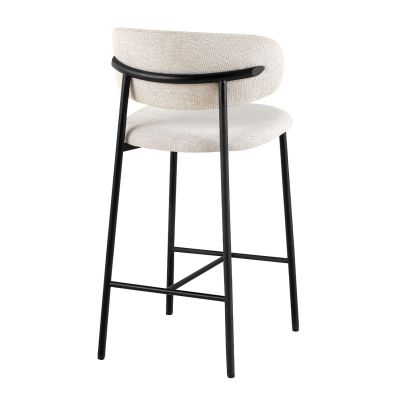 BAR STOOL MED.HEIGHT KIMO HM18462.02 BEIGE FABRIC--METAL LEGS IN BLACK 47x48x93Hcm