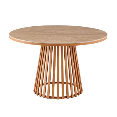 DINING TABLE ROUND CHARM TRAVERTINE--METAL BASE Φ120x75Hcm.