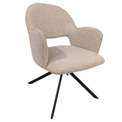 DINING CHAIR SWIVEL GALLO BEIGE FABRIC--METAL LEGS 59x61.5x86Hcm.