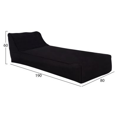 POUF TANEA HM5807.04 BLACK WITH UV PROTECTION 190x80x60Hcm.