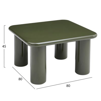 COFFEE TABLE SOLNA HM18453.07 MDF IN GLOSSY OLIVE GREEN 80x80x45Hcm.