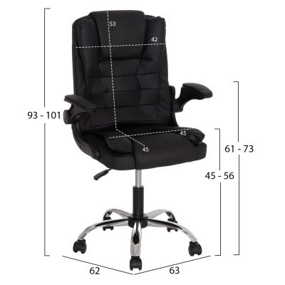 OFFICE CHAIR CANAN HM1201.11 BLACK PVC--CHROME BASE 63x62x93-101Hcm.