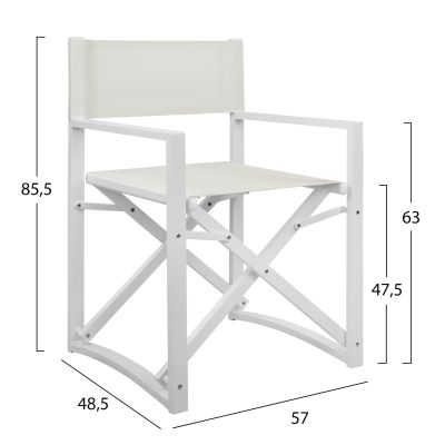 DIRECTOR'S CHAIR ALUMINUM DUPRE HM5094.02 WHITE COLOR 57x48,5x85.5Hcm.