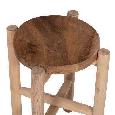 FLOWER PEDESTAL HOVER HM7936 TEAK WOOD IN NATURAL COLOR Φ30x100Hcm.