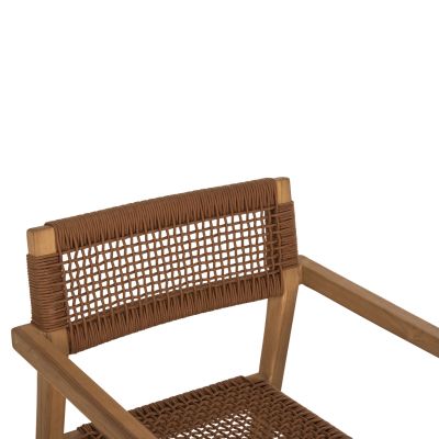 ARMCHAIR CHARLOTTE HM9637.01 TEAK WOOD & BROWN ROPE--B'RATED 59x54x83Hcm.