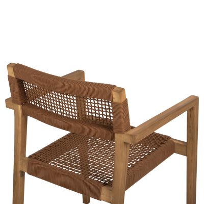 ARMCHAIR CHARLOTTE HM9637.01 TEAK WOOD & BROWN ROPE--B'RATED 59x54x83Hcm.