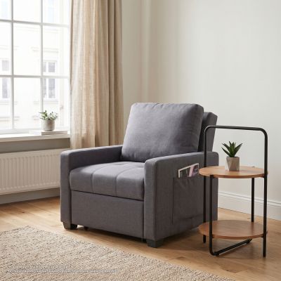 Armchair-Bed Kanna HM3083.10, Grey fabric, 112x96x85Η cm