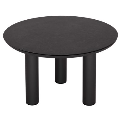 ALUMINUM ROUND TABLE DOSUN HM6201.01 DARK GREY FRAME-3D PRINTED GLASS TOP WITH CERAMIC LOOK Φ120cm.