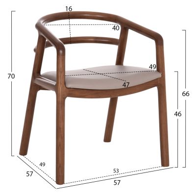 DINING CHAIR EFFY HM18393.03 ASHWOOD IN WALNUT COLOR--MOCHA PU SEAT 57x57x70Hcm