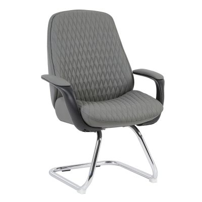 VISITOR'S CHAIR VELUM-s HM1235.10 GREY PU--CHROMED BASE 71x60x100Hcm.