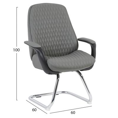 VISITOR'S CHAIR VELUM-s HM1235.10 GREY PU--CHROMED BASE 71x60x100Hcm.