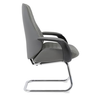 VISITOR'S CHAIR VELUM-s HM1235.10 GREY PU--CHROMED BASE 71x60x100Hcm.