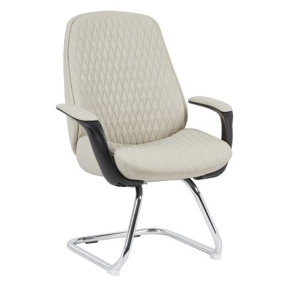 VISITOR'S CHAIR VELUM-s HM1235.02 BEIGE PU--CHROMED BASE 71x60x100Hcm.