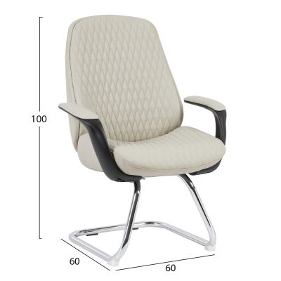 VISITOR'S CHAIR VELUM-s HM1235.02 BEIGE PU--CHROMED BASE 71x60x100Hcm.