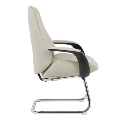 VISITOR'S CHAIR VELUM-s HM1235.02 BEIGE PU--CHROMED BASE 71x60x100Hcm.
